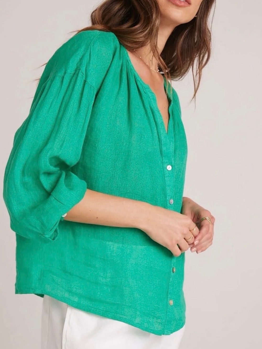 Bella Dahl Button Front Linen Top Size M